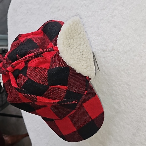 Woodland Creek Buffalo Plaid Flannel Trapper Hat Red/Black, NWOT - Picture 3 of 11